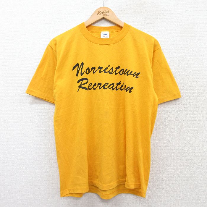 【20%OFF】L★古着 ジャージーズ 半袖 ビンテージ Tシャツ メンズ 90年代 90s norristown クルーネック USA製 黄 イエロー 25aug27 中古
