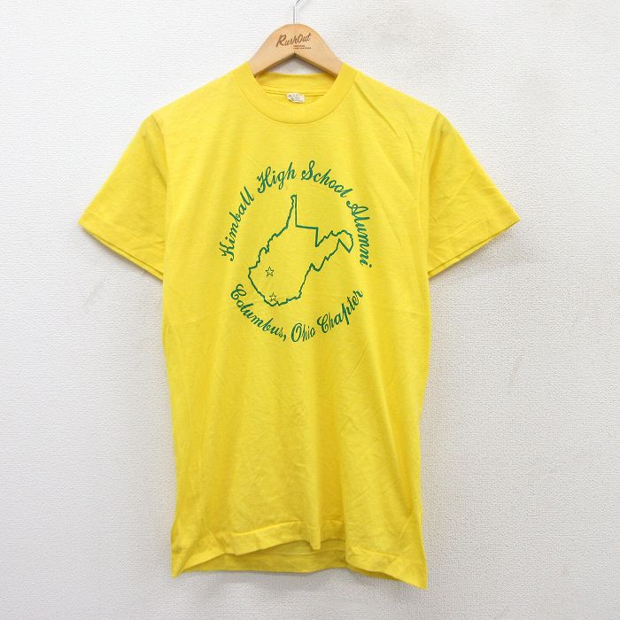M★古着 スクリーンスターズ 半袖 ビンテージ Tシャツ メンズ 80年代 80s Kimball オハイオ クルーネック USA製 黄 イエロー 25aug27 中古