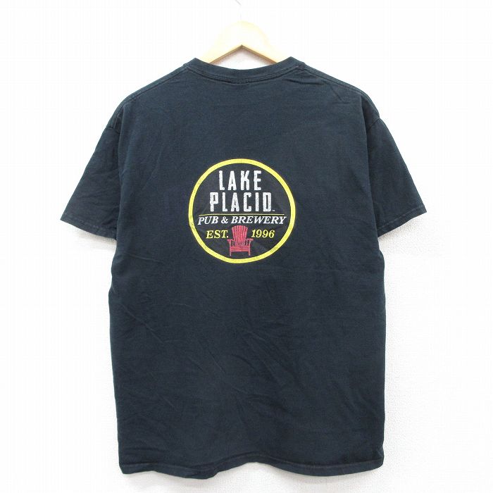 【50%OFF】L★古着 半袖 ビンテージ Tシャツ メンズ 00年代 00s LAKE PLACID コットン クルーネック 黒 ブラック 25aug27 中古
