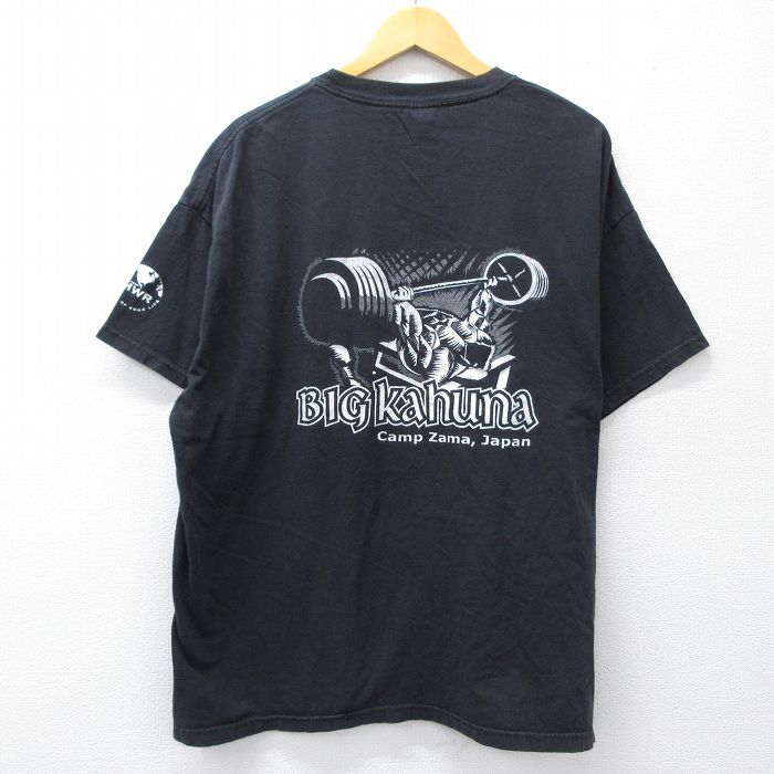 XL★古着 ヘインズ Hanes 半袖 ビンテージ Tシャツ メンズ 00年代 00s BIG Ka huna MWR 大きいサイズ コットン クルーネック 黒 ブラック 25aug27 中古