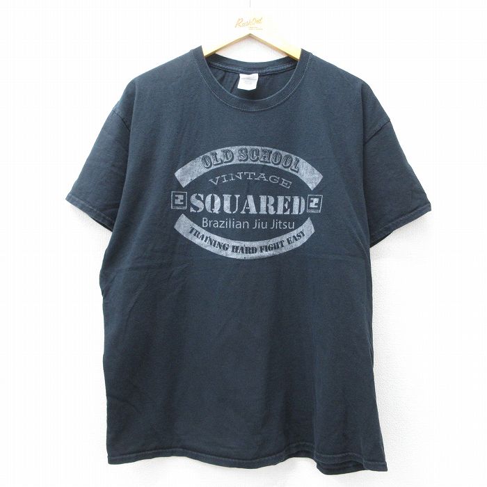 XL★古着 半袖 ビンテージ Tシャツ メンズ 00年代 00s SQUARED 大きいサイズ コットン クルーネック 黒 ブラック 25aug27 中古