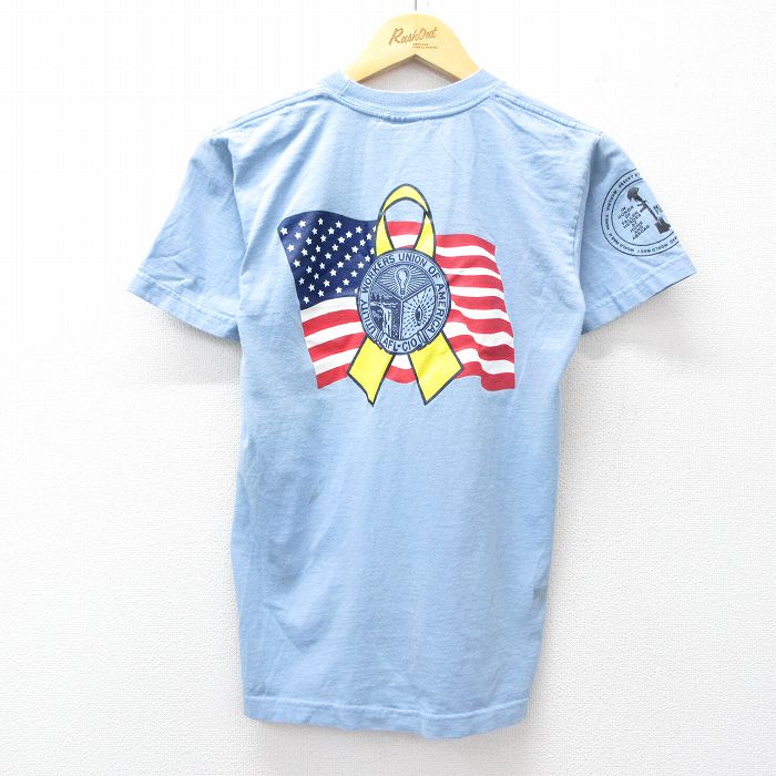 S★古着 半袖 ビンテージ Tシャツ メンズ 00年代 00s UWUA コットン クルーネック USA製 薄紺 ネイビー 25aug27 中古