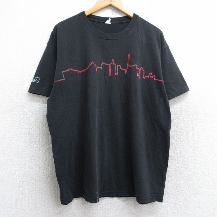 XL★古着 半袖 ビンテージ Tシャツ メンズ 00年代 00s PULSE 街 コットン クルーネック 黒 ブラック 25aug28 中古