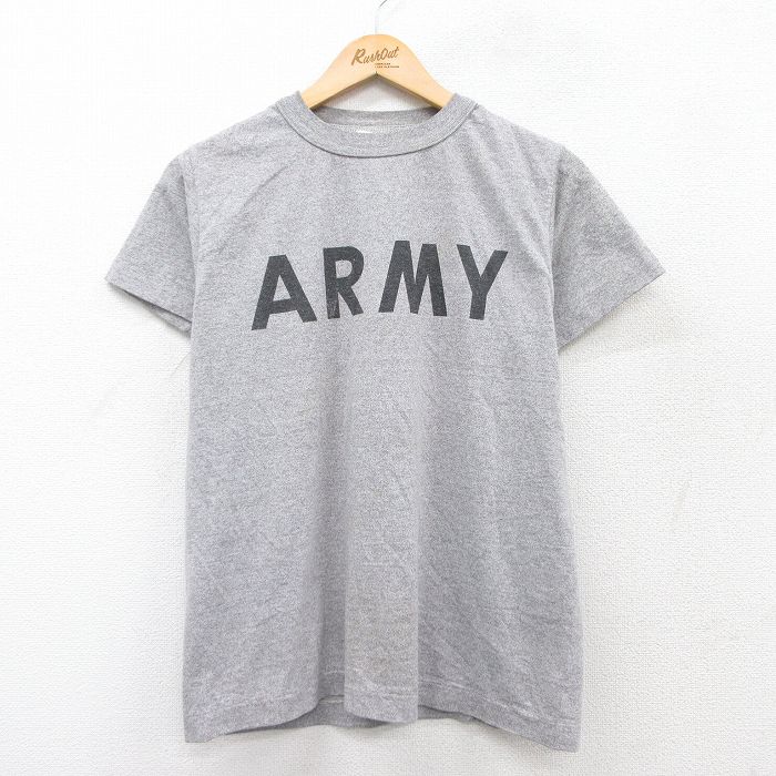 M★古着 半袖 ビンテージ Tシャツ メンズ 90年代 90s ミリタリー USアーミー クルーネック USA製 グレー 霜降り 25aug28 中古