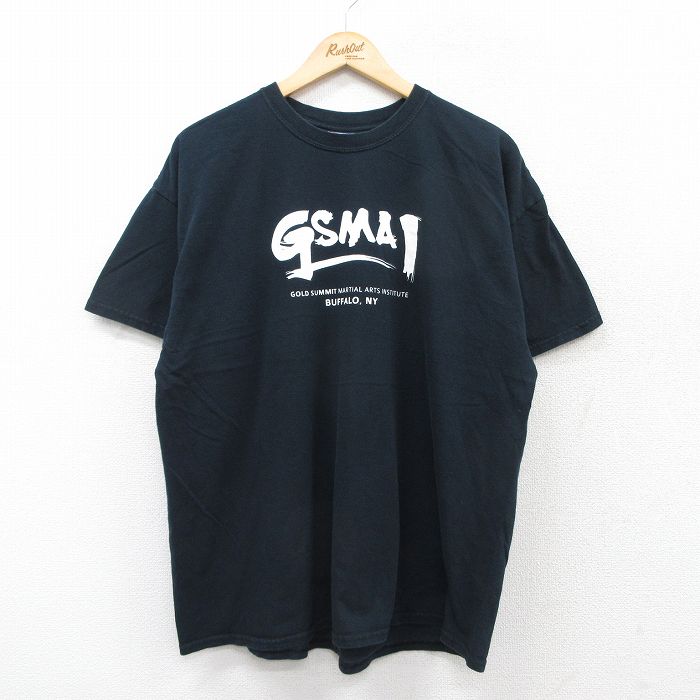 XL★古着 半袖 ビンテージ Tシャツ メンズ 00年代 00s GSMAI 漢字 コットン クルーネック 黒 ブラック 25aug28 中古