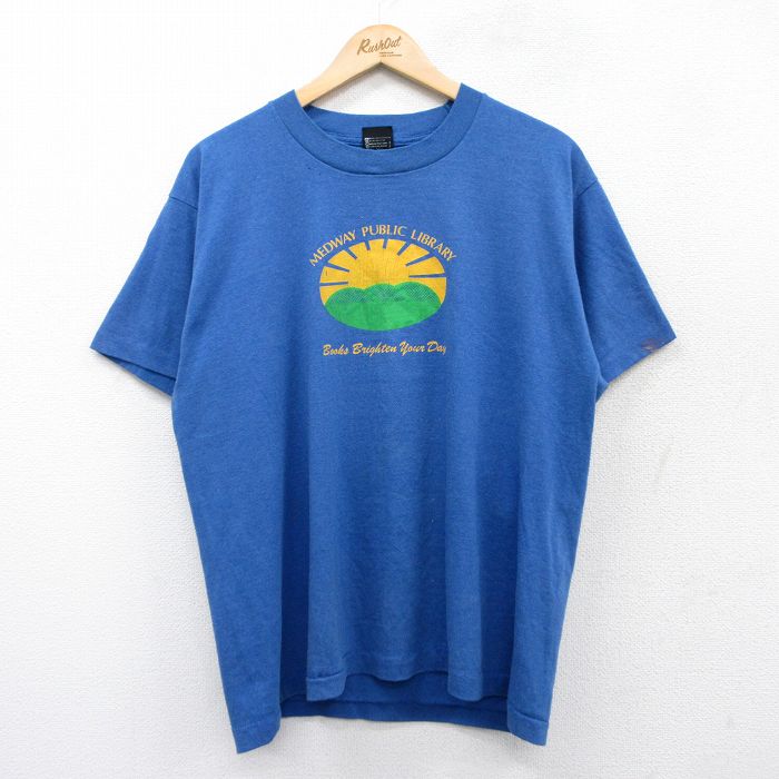 XL★古着 スクリーンスターズ 半袖 ビンテージ Tシャツ メンズ 80年代 80s MEDWAY クルーネック USA製 青 ブルー 25aug28 中古