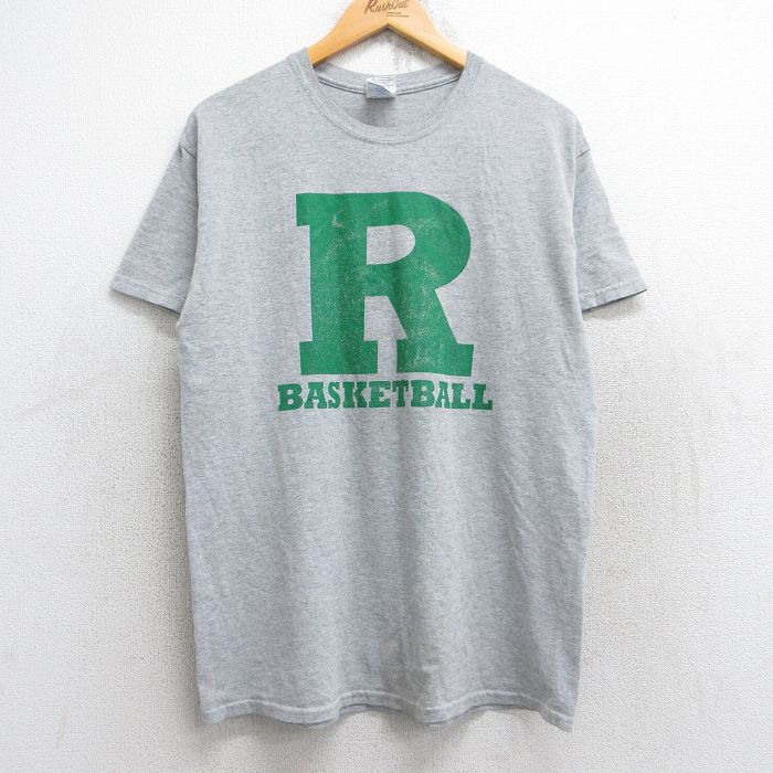 M★古着 半袖 ビンテージ Tシャツ メンズ 00年代 00s バスケットボール レアブリード クルーネック グレー 霜降り 25aug28 中古