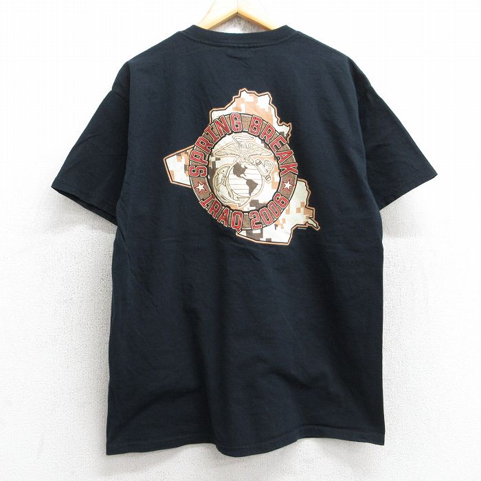 【50%OFF】L★古着 半袖 ビンテージ Tシャツ メンズ 00年代 00s ミリタリー SPRINGBREAK コットン クルーネック 黒 ブラック 25aug28 中古