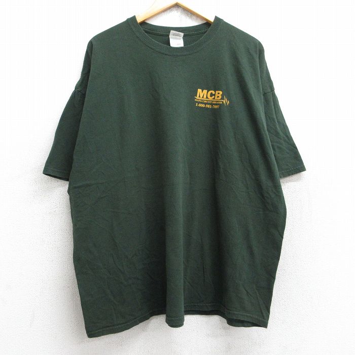 【50%OFF】XL★古着 半袖 ビンテージ Tシャツ メンズ 00年代 00s MCB 大きいサイズ コットン クルーネック 緑 グリーン 25aug28 中古