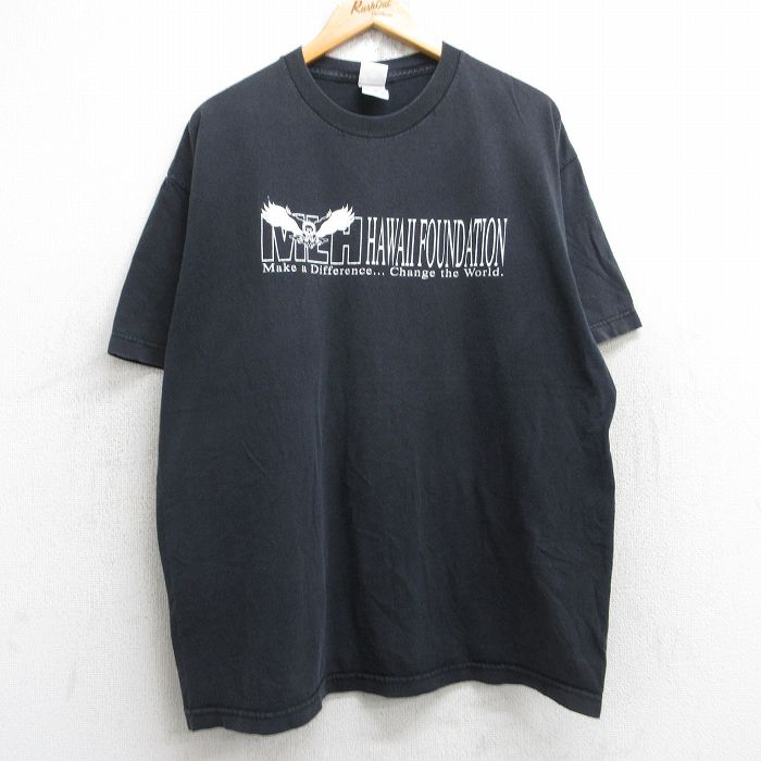 【20%OFF】XL★古着 半袖 ビンテージ Tシャツ メンズ 00年代 00s 鳥 MLH ハワイ コットン クルーネック 黒 ブラック 25aug28 中古