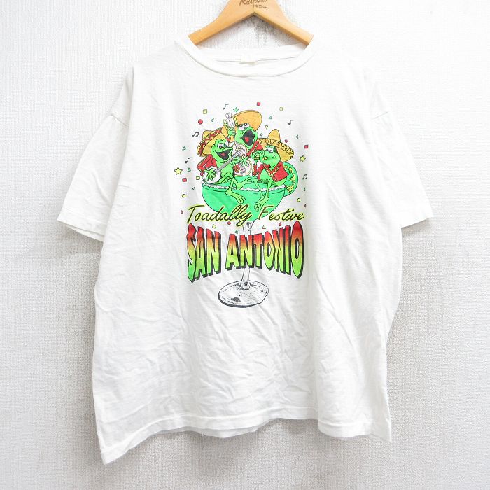 80s 半袖Tシャツ カエル ホワイト XL | 古着