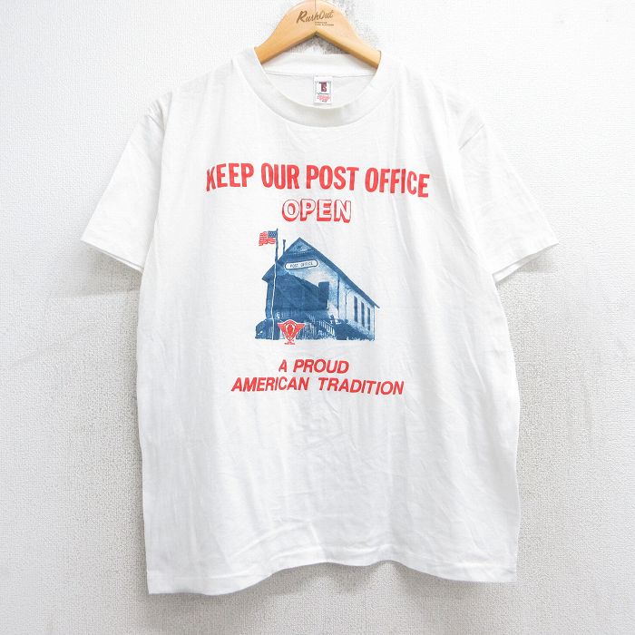 L★古着 半袖 ビンテージ Tシャツ メンズ 80年代 80s POST OFFICE クルーネック 白 ホワイト 25aug29 中古