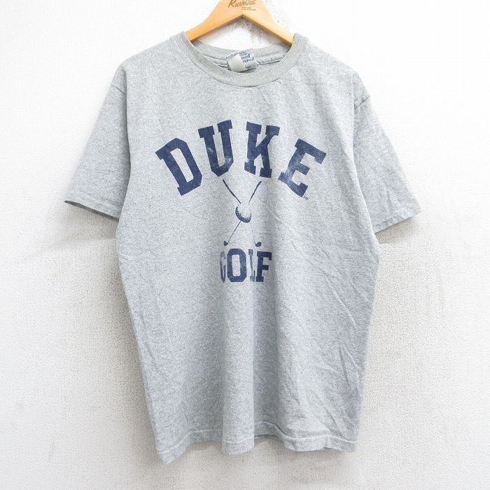 L★古着 半袖 ビンテージ Tシャツ メンズ 90年代 90s デューク ゴルフ クルーネック USA製 グレー 霜降り 25aug29 中古