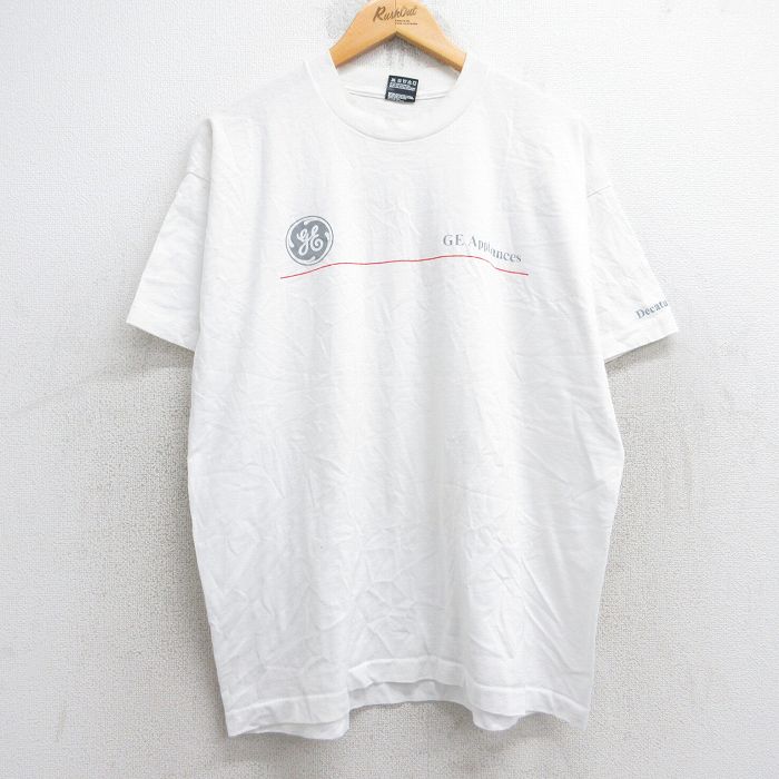 XL★古着 フルーツオブザルーム 半袖 ビンテージ Tシャツ メンズ 90年代 90s GE Appliances クルーネック USA製 白 ホワイト 25aug29 中古