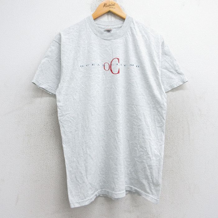 L★古着 フルーツオブザルーム 半袖 ビンテージ Tシャツ メンズ 00年代 00s オーシャンシティ クルーネック 薄グレー 霜降り 25aug29 中古