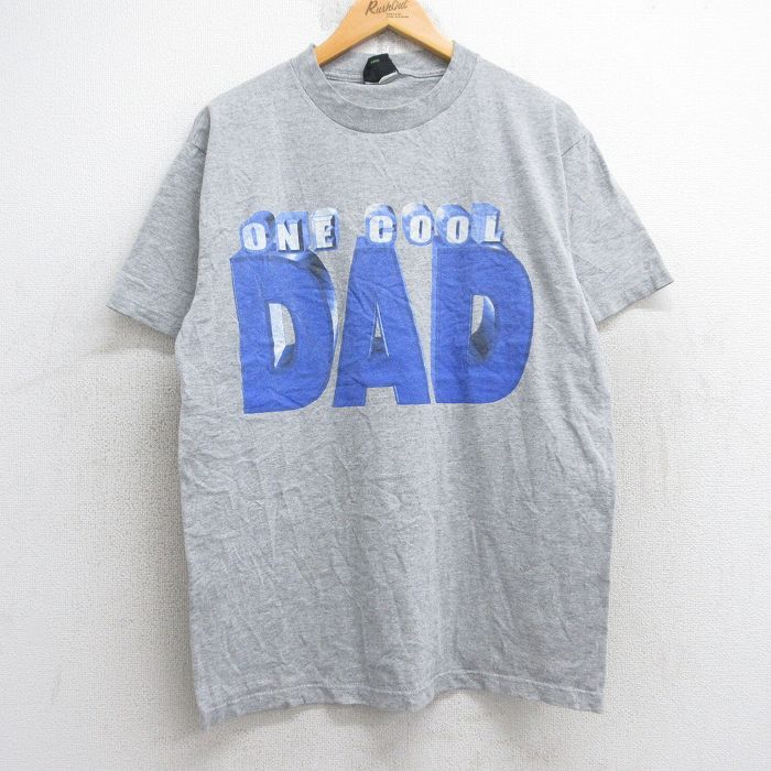 L★古着 半袖 ビンテージ Tシャツ メンズ 90年代 90s DAD クルーネック グレー 霜降り 25aug29 中古