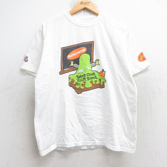 M★古着 ジャージーズ 半袖 ビンテージ Tシャツ メンズ 00年代 00s ニコロデオン コットン クルーネック 白 ホワイト 25aug29 中古