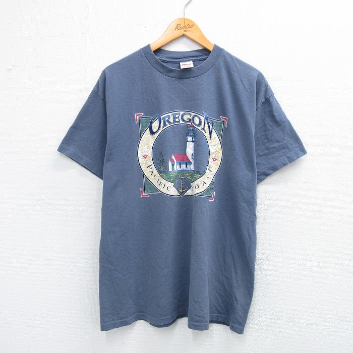 90s 半袖Tシャツ 灯台オレゴン グレー XL | 古着