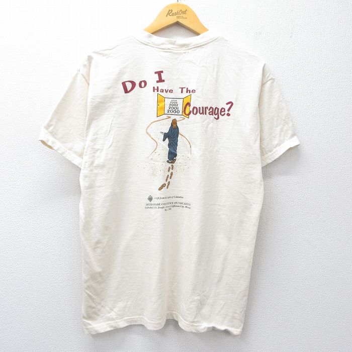 L★古着 フルーツオブザルーム 半袖 ビンテージ Tシャツ メンズ 00年代 00s セントジョセフ 大聖堂 コットン クルーネック 生成り 【spe】 25sep01 中古