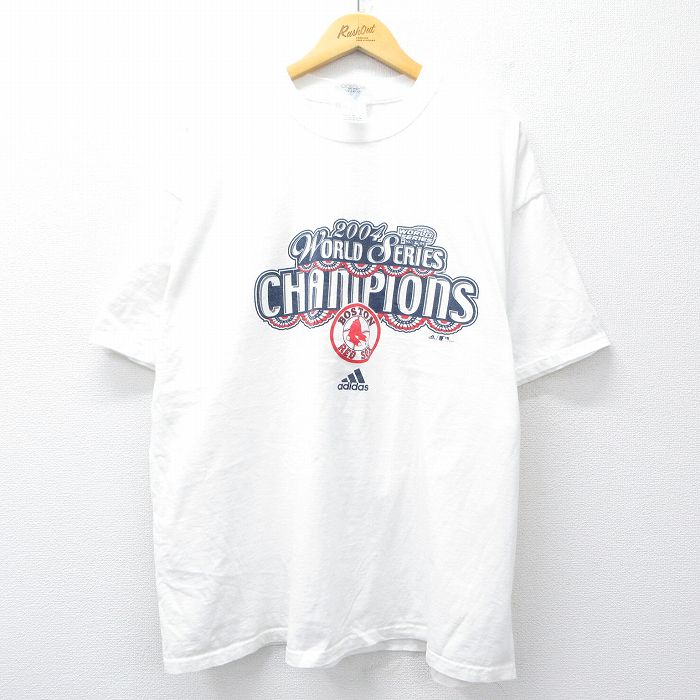 【20%OFF】XL★古着 アディダス adidas 半袖 ビンテージ Tシャツ メンズ 00年代 00s MLB ボストンレッドソックス 大きいサイズ コットン クルーネック 白 ホワイト メジャーリーグ ベースボール 野球 25sep01 中古
