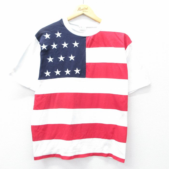 90s 半袖Tシャツ 星条旗刺繍 ホワイト XL | 古着