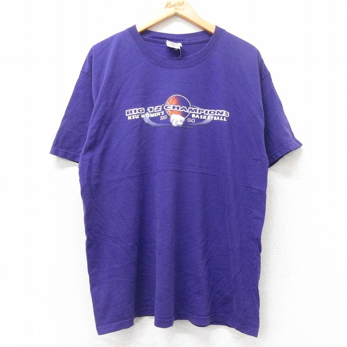 XL★古着 半袖 ビンテージ Tシャツ メンズ 00年代 00s バスケットボール コットン クルーネック 紫 パープル 25sep01 中古