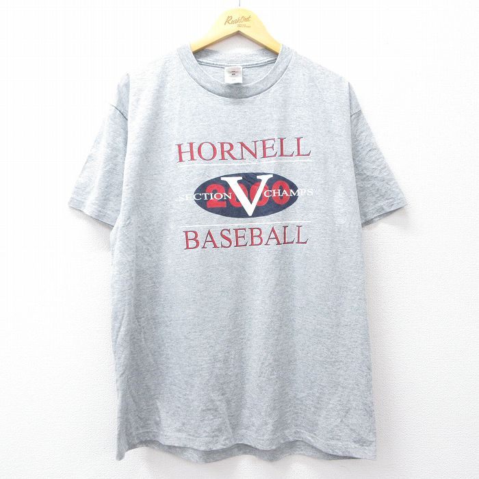 XL★古着 フルーツオブザルーム 半袖 ビンテージ Tシャツ メンズ 00年代 00s ホーネル ベースボール クルーネック グレー 霜降り 25sep01 中古