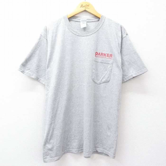L★古着 半袖 ビンテージ Tシャツ メンズ 00年代 00s PARKER 胸ポケット付き クルーネック グレー 霜降り 25sep01 中古