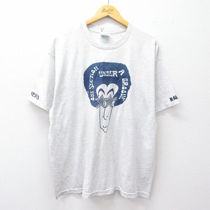 ヘインズ 90s 半袖Tシャツ アフロBIG GSプリント グレー XL | 古着