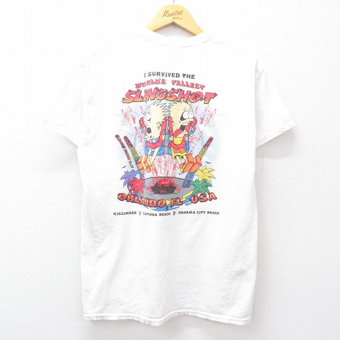 00s 半袖Tシャツ SLINGSHOTアトラクション ホワイト M | 古着