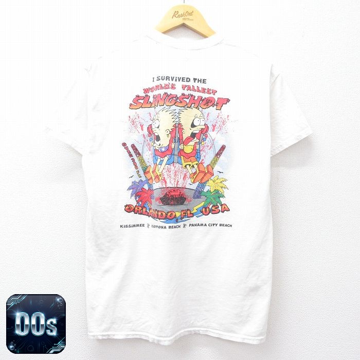 00s 半袖Tシャツ SLINGSHOTアトラクション ホワイト M | 古着