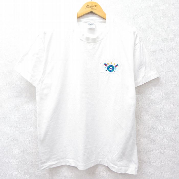 【20%OFF】L★古着 半袖 ビンテージ Tシャツ メンズ 80年代 80s 浮き輪 サウスカロライナ コットン クルーネック USA製 白 ホワイト 25sep01 中古