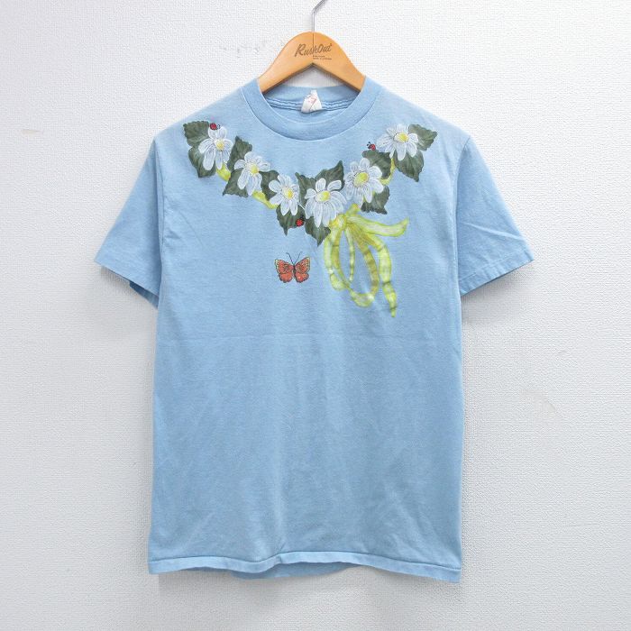 80s 半袖Tシャツ ハンドペイント ネイビー M | 古着