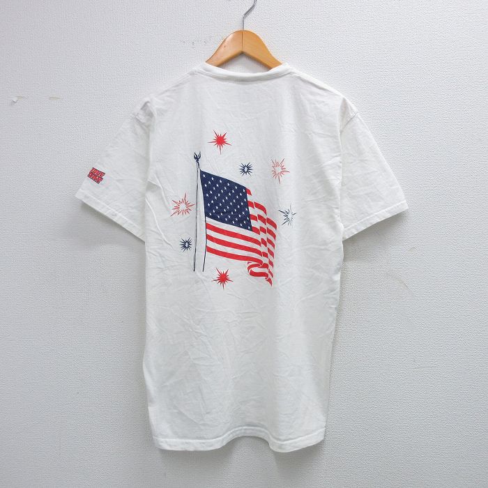 L★古着 フルーツオブザルーム 半袖 ビンテージ Tシャツ メンズ 00年代 00s 星条旗 CAPPYS コットン クルーネック 白 ホワイト 25sep01 中古