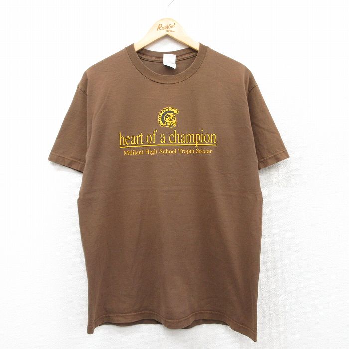 00s 半袖Tシャツ サッカー ブラウン L | 古着