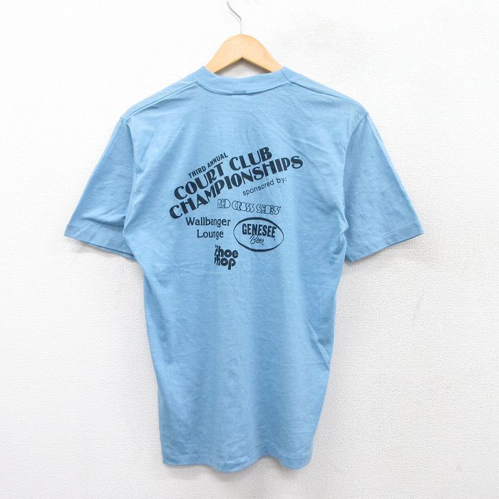 M★古着 スプルース 半袖 ビンテージ Tシャツ メンズ 80年代 80s 企業広告 ラケット クルーネック USA製 水色 霜降り 25sep02 中古