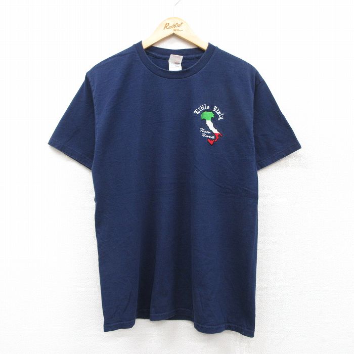 L★古着 フルーツオブザルーム 半袖 ビンテージ Tシャツ メンズ 00年代 00s イタリア製 コットン クルーネック 紺 ネイビー 25sep02 中古
