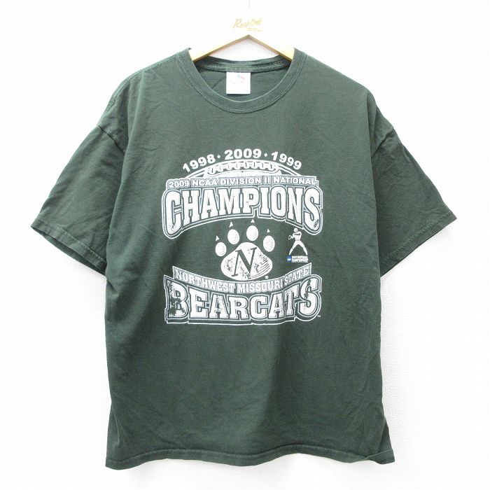 ノースウエストミズーリステートベアキャッツ 00s 半袖Tシャツ フットボール グリーン XL | 古着