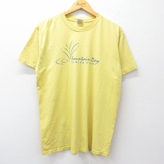 L★古着 半袖 ビンテージ Tシャツ メンズ 00年代 00s Fountain Day コットン クルーネック 黄 イエロー 25sep02 中古