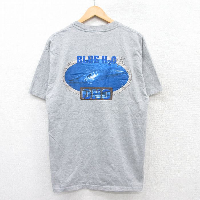 L★古着 半袖 ビンテージ Tシャツ メンズ 00年代 00s 魚 ONO SDH クルーネック グレー 霜降り 25sep03 中古
