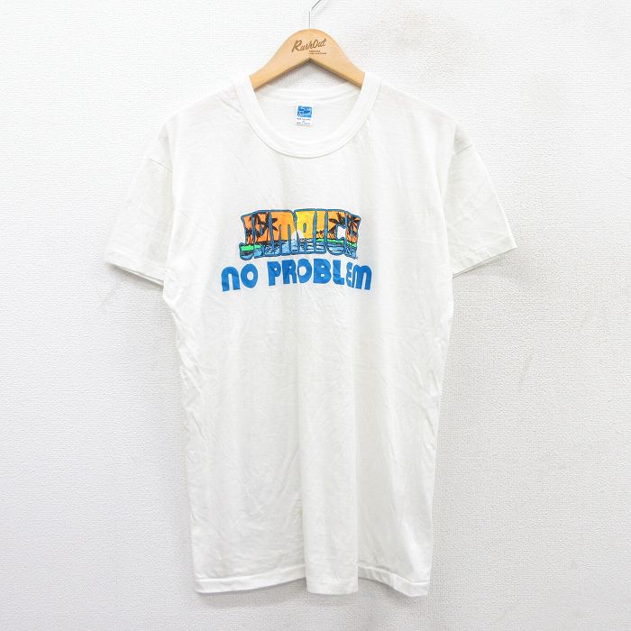 L★古着 半袖 ビンテージ Tシャツ メンズ 80年代 80s ジャマイカ クルーネック 白 ホワイト 25sep03 中古
