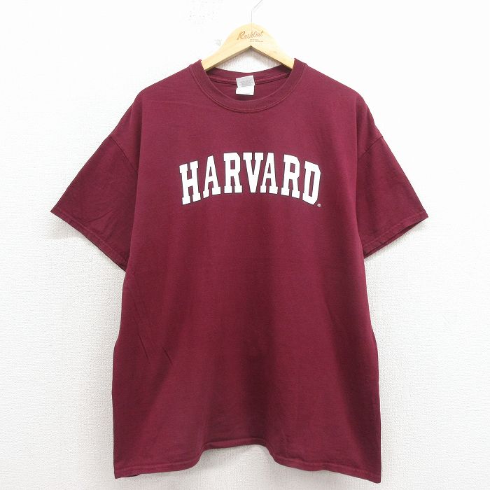 XL★古着 半袖 ビンテージ Tシャツ メンズ 00年代 00s ハーバード コットン クルーネック エンジ 26apr04