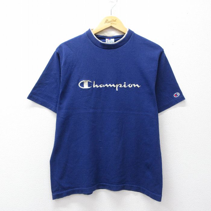 チャンピオン 90s 半袖Tシャツ ビッグロゴ ネイビー M | 古着