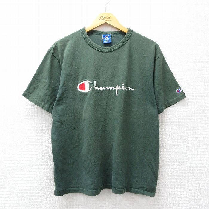 チャンピオン 90s 半袖Tシャツ ビッグロゴ グリーン L | 古着