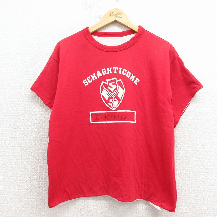 90s 半袖Tシャツ スキャティコーク リバーシブル レッド メンズXL相当 | 古着