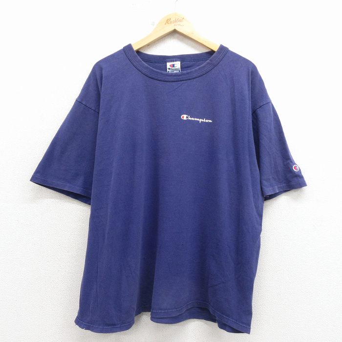 チャンピオン 90s 半袖Tシャツ ワンポイント ネイビー XL | 古着
