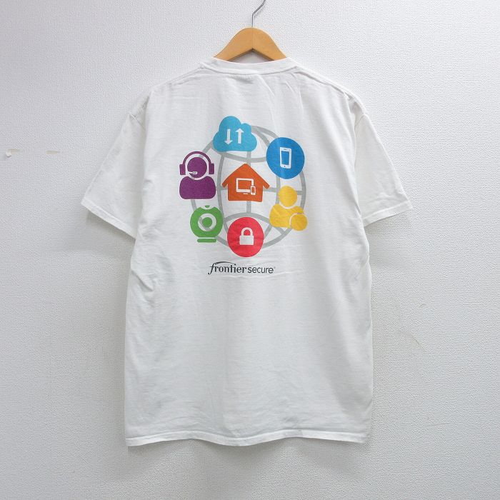 L★古着 半袖 ビンテージ Tシャツ メンズ 00年代 00s frontier secure コットン クルーネック 白 26apr07