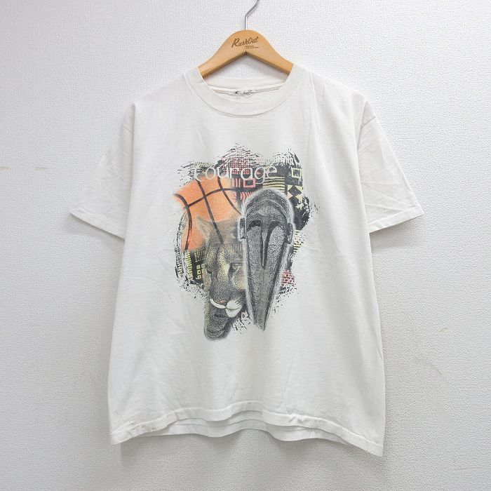 ピューマ 90s 半袖Tシャツ Courage ホワイト メンズXL相当 | 古着