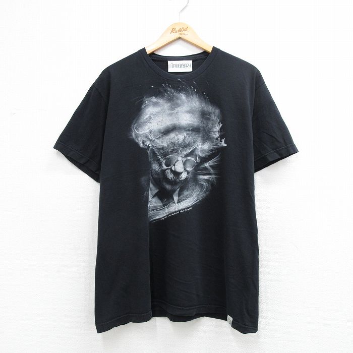 XL★古着 イマジナリーファンデーション 半袖 Tシャツ メンズ アインシュタイン 大きいサイズ コットン クルーネック USA製 黒【spe】 26apr08