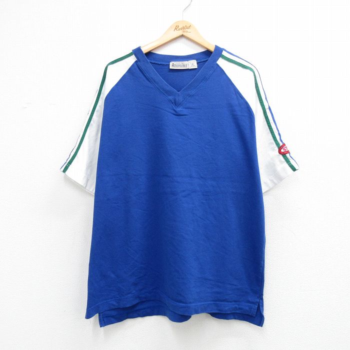 エアロポステール 90s 半袖Tシャツ 57 ブルー メンズXL相当 | 古着